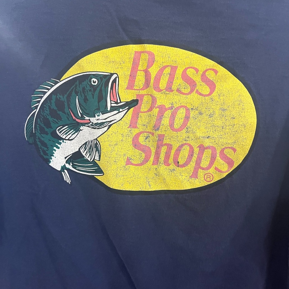 Bass Pro Shops Navy and Yellow Graphic Tee